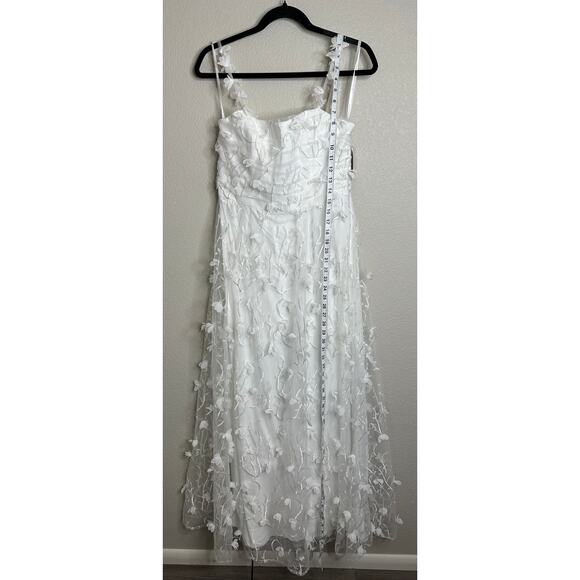 Dessy Collection NWT White Ivory Floral Embroidered Dress 3D Appliqués Formal 10 - Picture 8 of 9